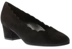 Clearance Gabor 92.221.47 Black Suede Leather Scalloped Block Heel
