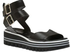 Clearance Gabor 44.621.27 Black White Buckle Leather Sandal
