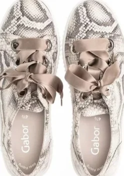 Best Gabor 43.330.30 Taupe Snakeskin Lace-Up Sneaker