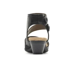 Sale Rockport Abbott Black Leather Cuff Strap Sandal