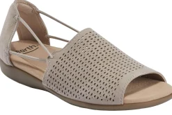 Discount Earth Alder Abra Ginger Beige Suede Slip-On Sandal
