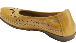 Clearance Earth Alder Azza Orca Yellow Perforated Leather Ballet Flat