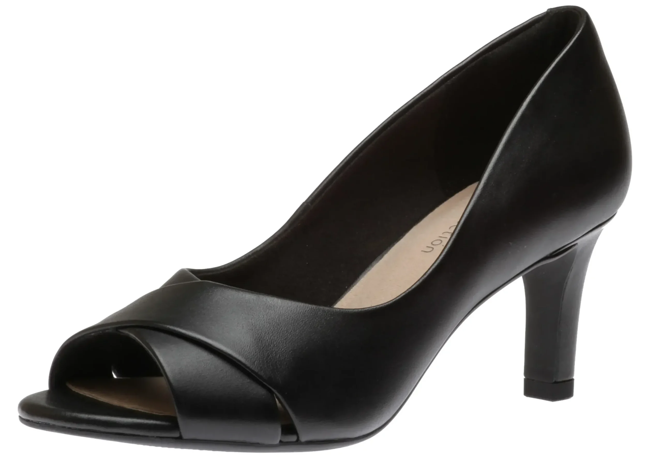 Clarks Alice Fern Black Leather Open-Toe Pump