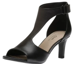 Outlet Clarks Alice Flame Black Leather Heeled Sandal