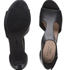 Outlet Clarks Alice Flame Black Leather Heeled Sandal
