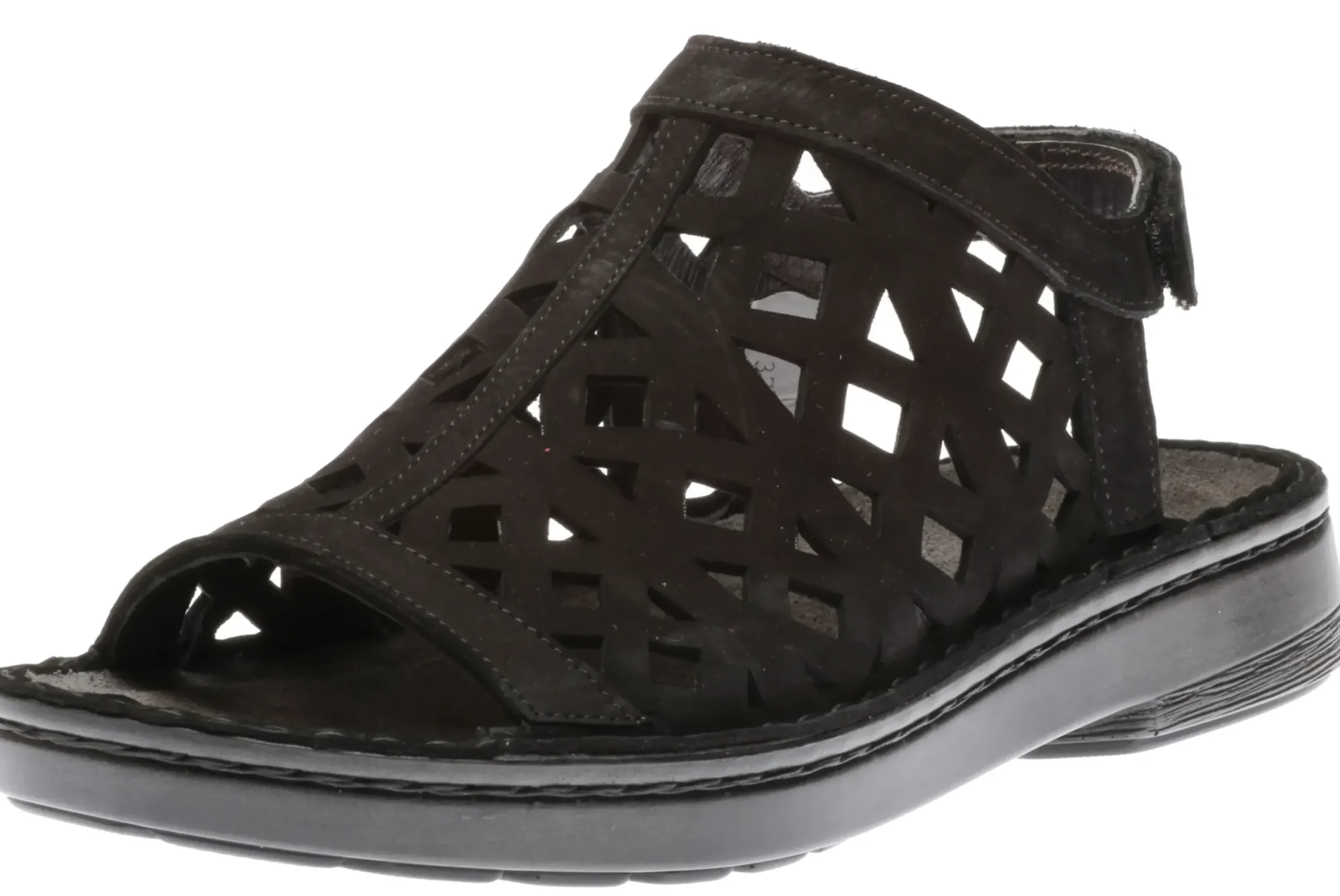 Best Naot Amadora Black Leather Wide Width Sandal