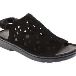 Best Naot Amadora Black Leather Wide Width Sandal