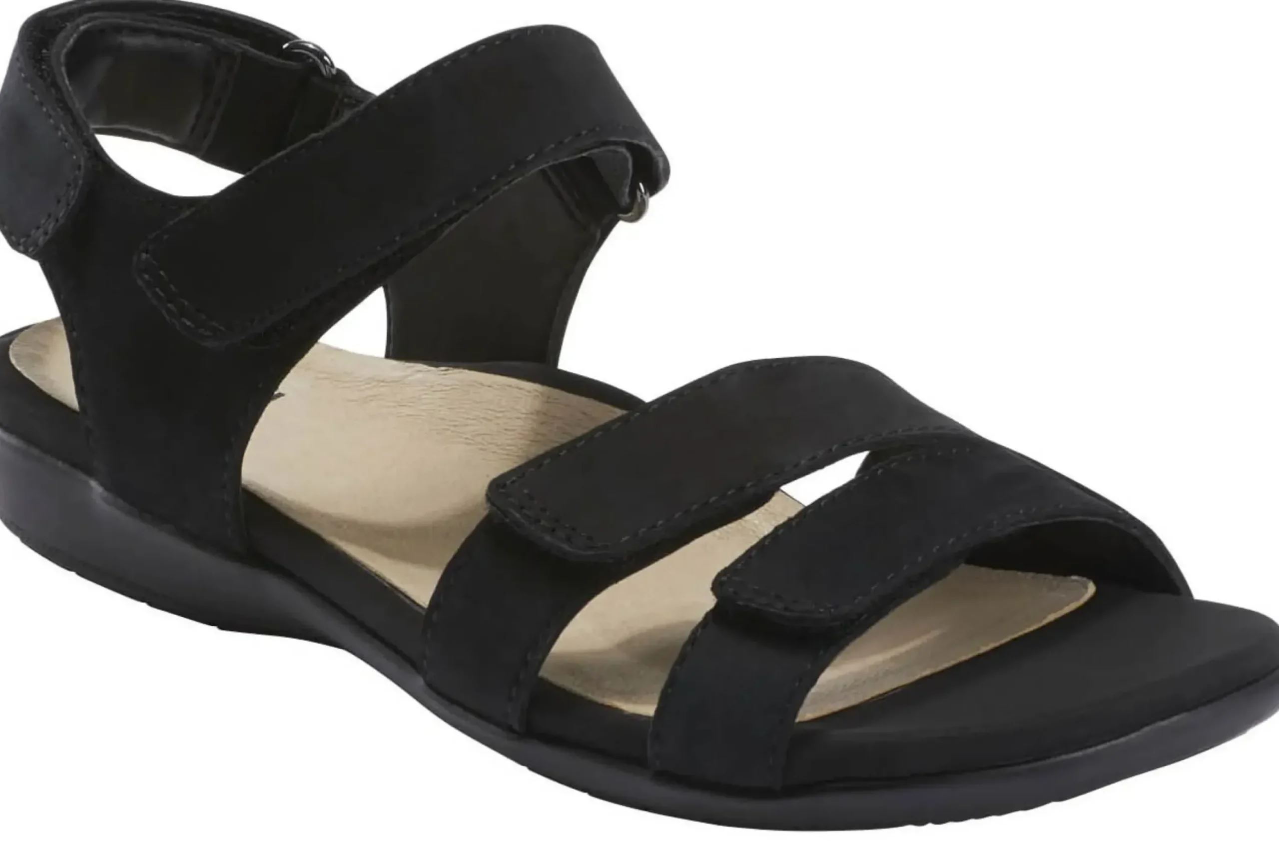 Discount Earth Amal Black Leather Adjustable Strappy Sandal