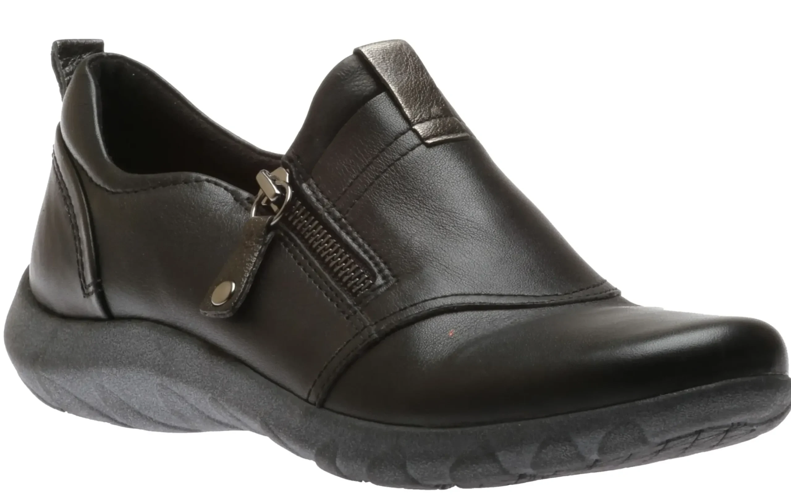 New Cobb Hill Amalie Black Leather Zipper Slip-On