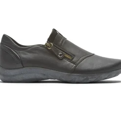 New Cobb Hill Amalie Black Leather Zipper Slip-On