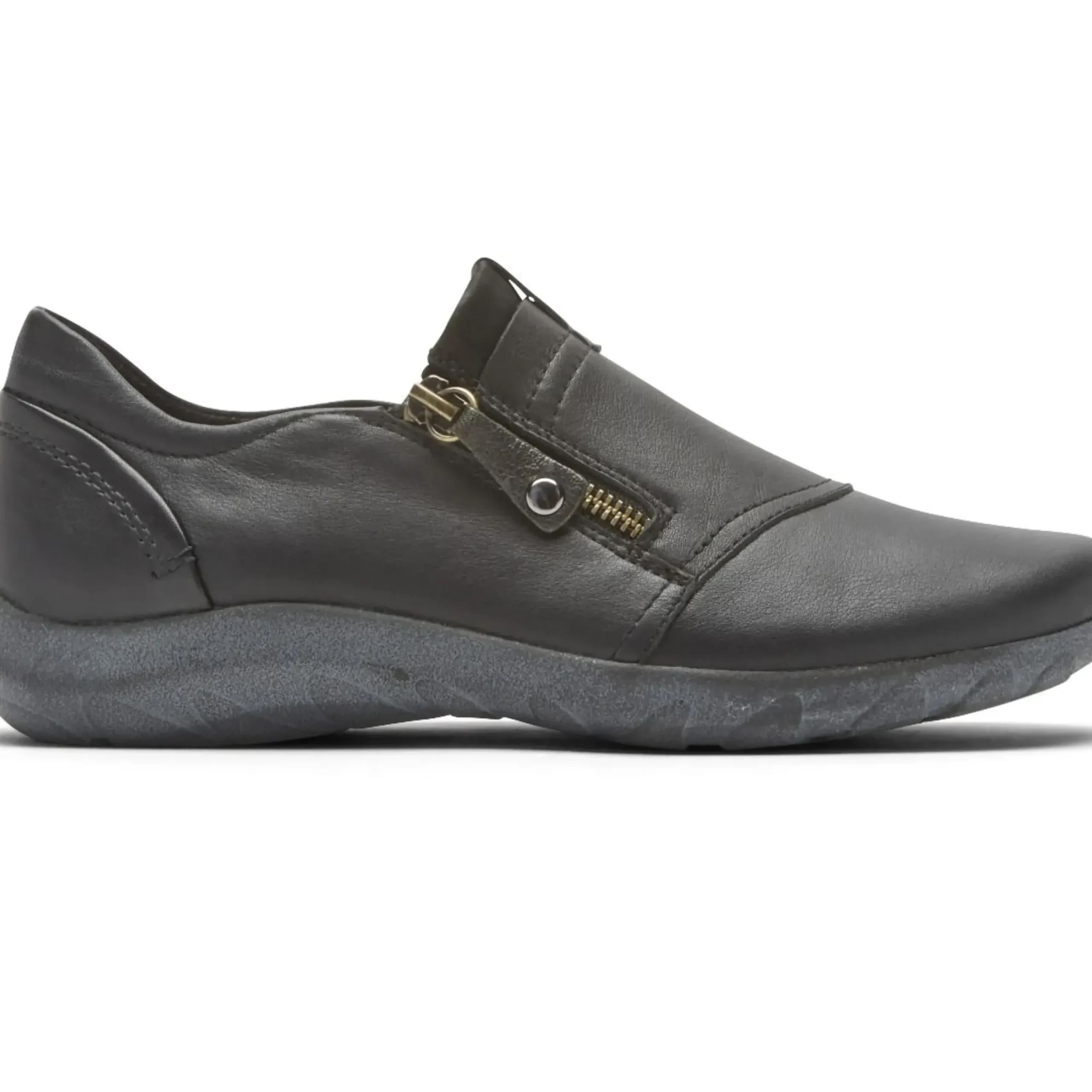 New Cobb Hill Amalie Black Leather Zipper Slip-On