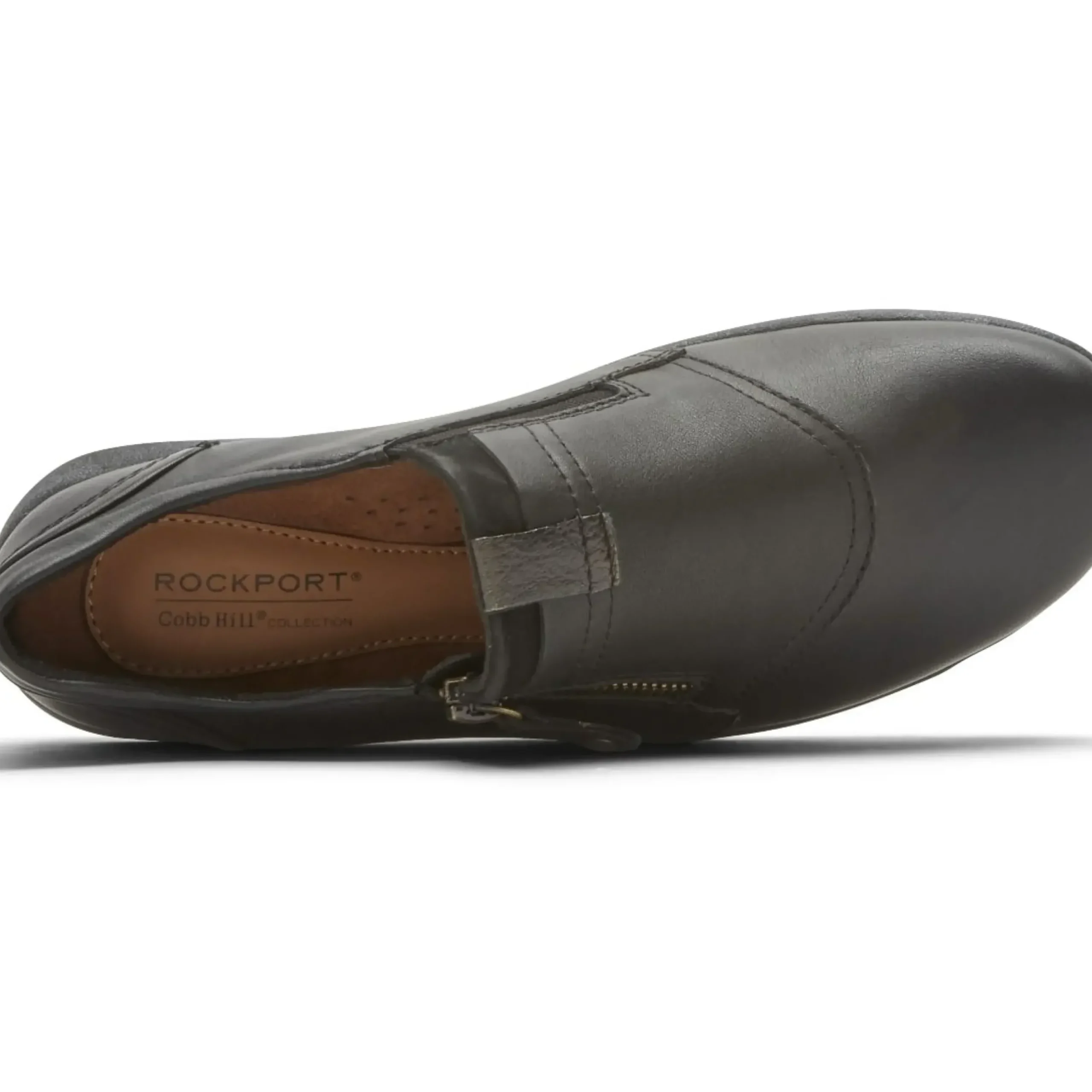 New Cobb Hill Amalie Black Leather Zipper Slip-On