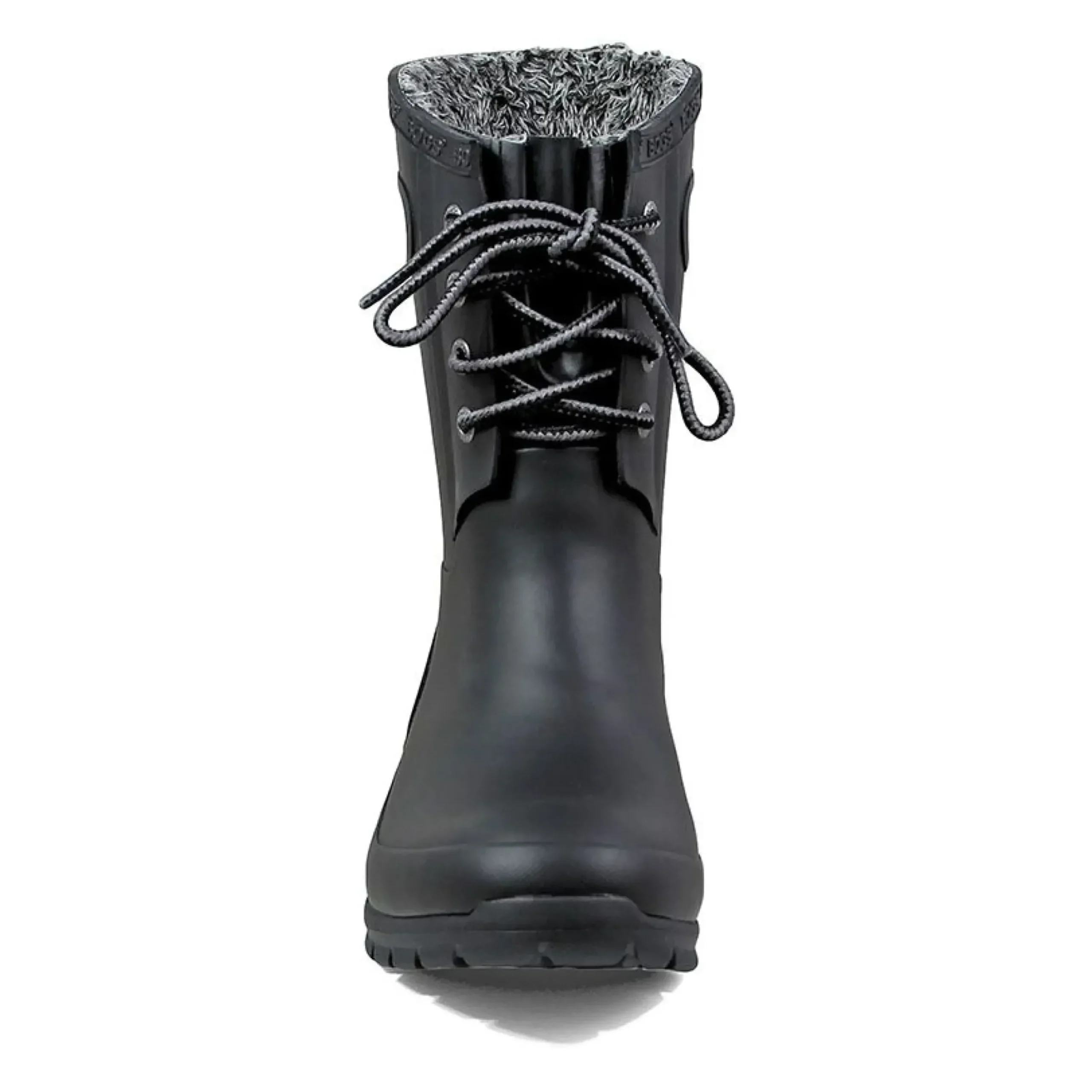 Bogs Amanda Plush Lace-Up Black Women's Insulated Rain Boot
