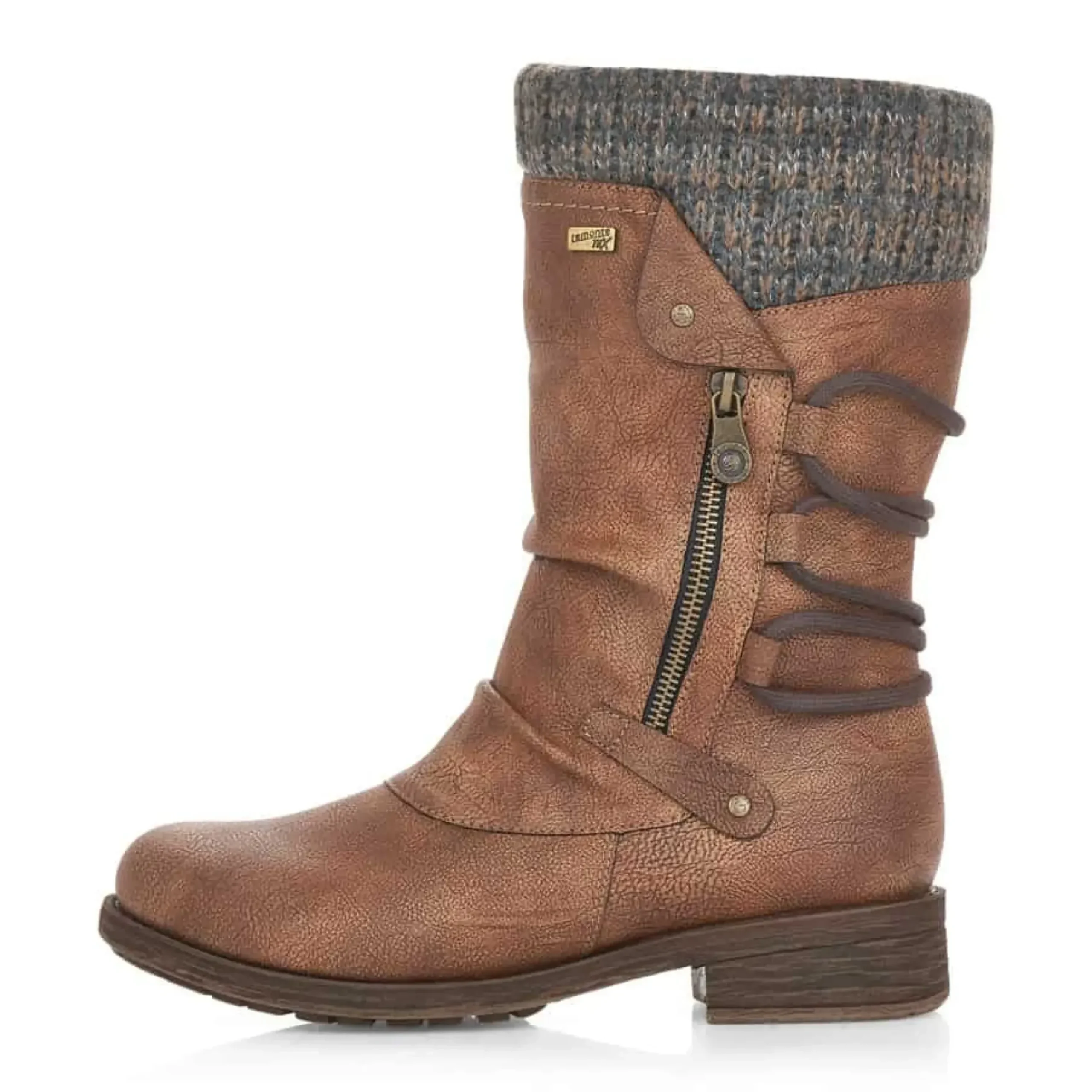 New Remonte Andros Brown Knit Mid-Height Boot