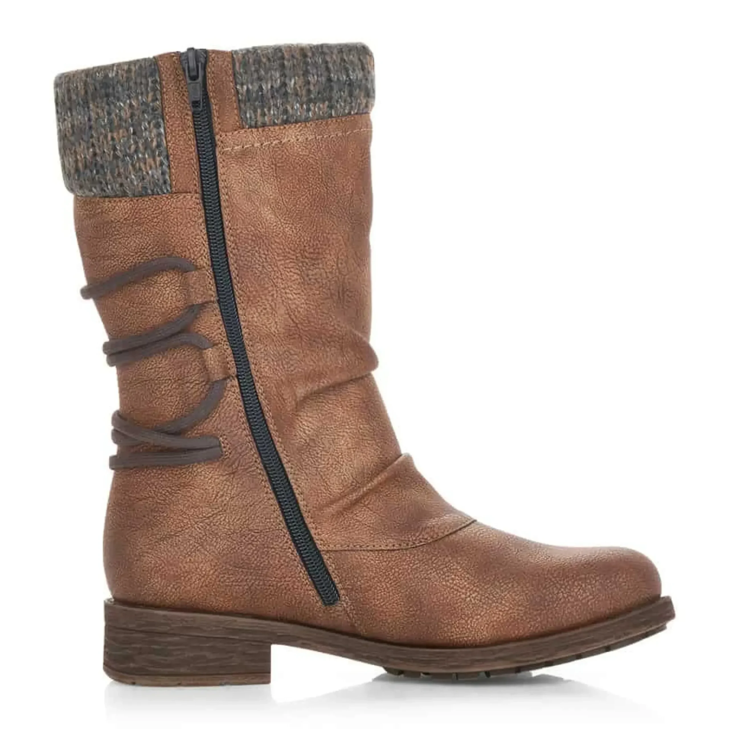New Remonte Andros Brown Knit Mid-Height Boot