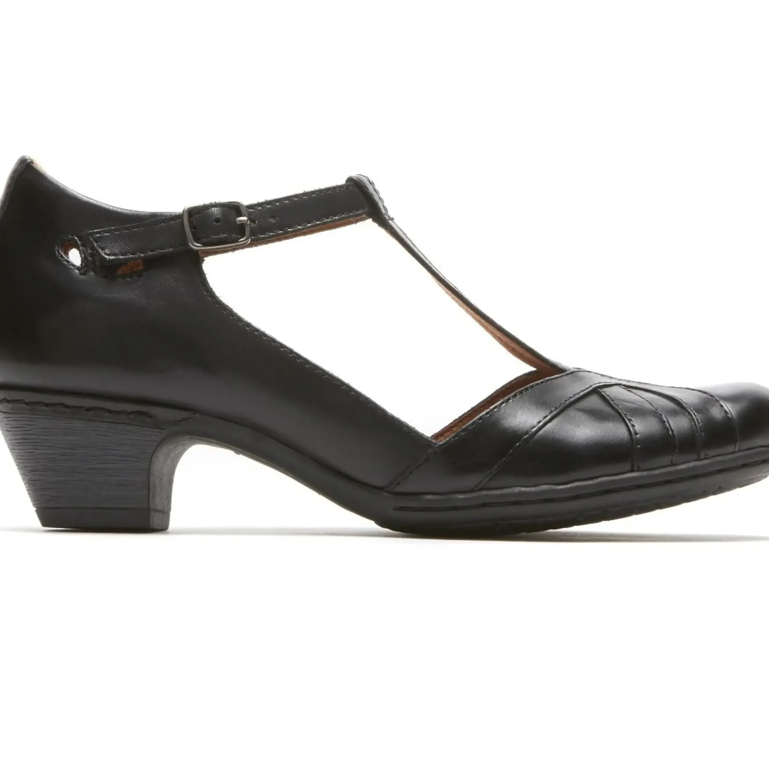 Cobb Hill Angelina Black T-Strap Low Heel