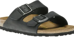 Sale Birkenstock Arizona Black Oiled Leather Slide Sandal
