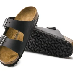 Sale Birkenstock Arizona Black Oiled Leather Slide Sandal