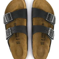 Sale Birkenstock Arizona Black Oiled Leather Slide Sandal