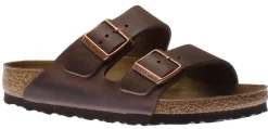 Online Birkenstock Arizona Hard Footbed Habana Brown Oiled Leather Slide Sandal