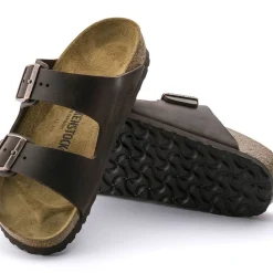 Online Birkenstock Arizona Hard Footbed Habana Brown Oiled Leather Slide Sandal