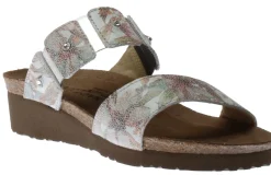 Hot Naot Ashley White Floral Leather Slide Sandal