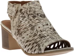 Discount Remonte Astrale Beige Metallic Perforated Leather Chunky Sandal