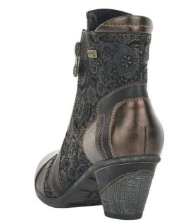 Clearance Remonte Australia Black Bronze Paisley Ankle Boot