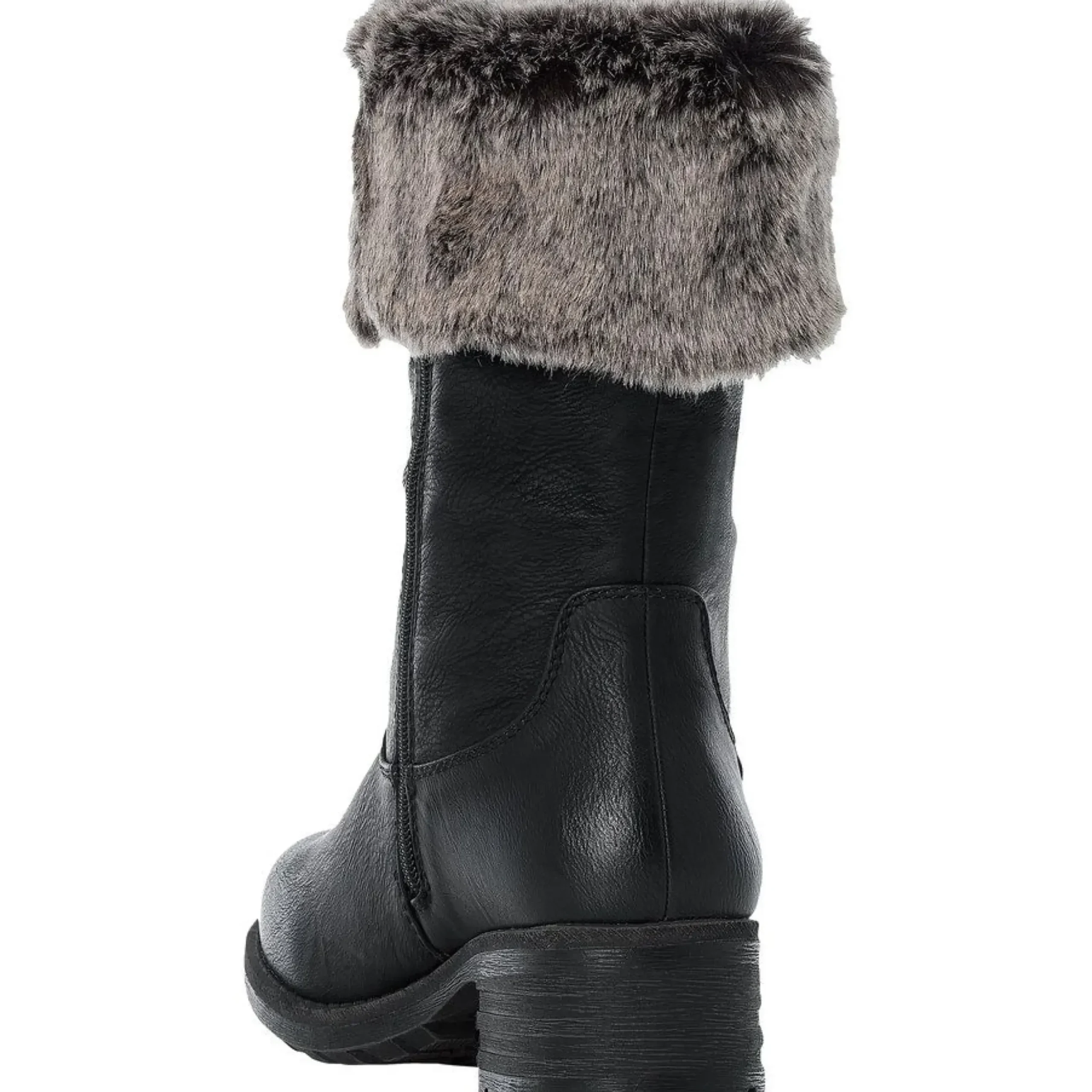 Best Rieker Belinga Black Faux Fur Trim Boot