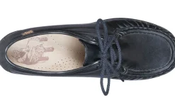 Hot SAS Shoes Bounce Black Leather Lace-Up Mocassin