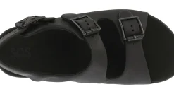 Outlet SAS Shoes Bravo Black Bear Leather Heel Strap Sandal