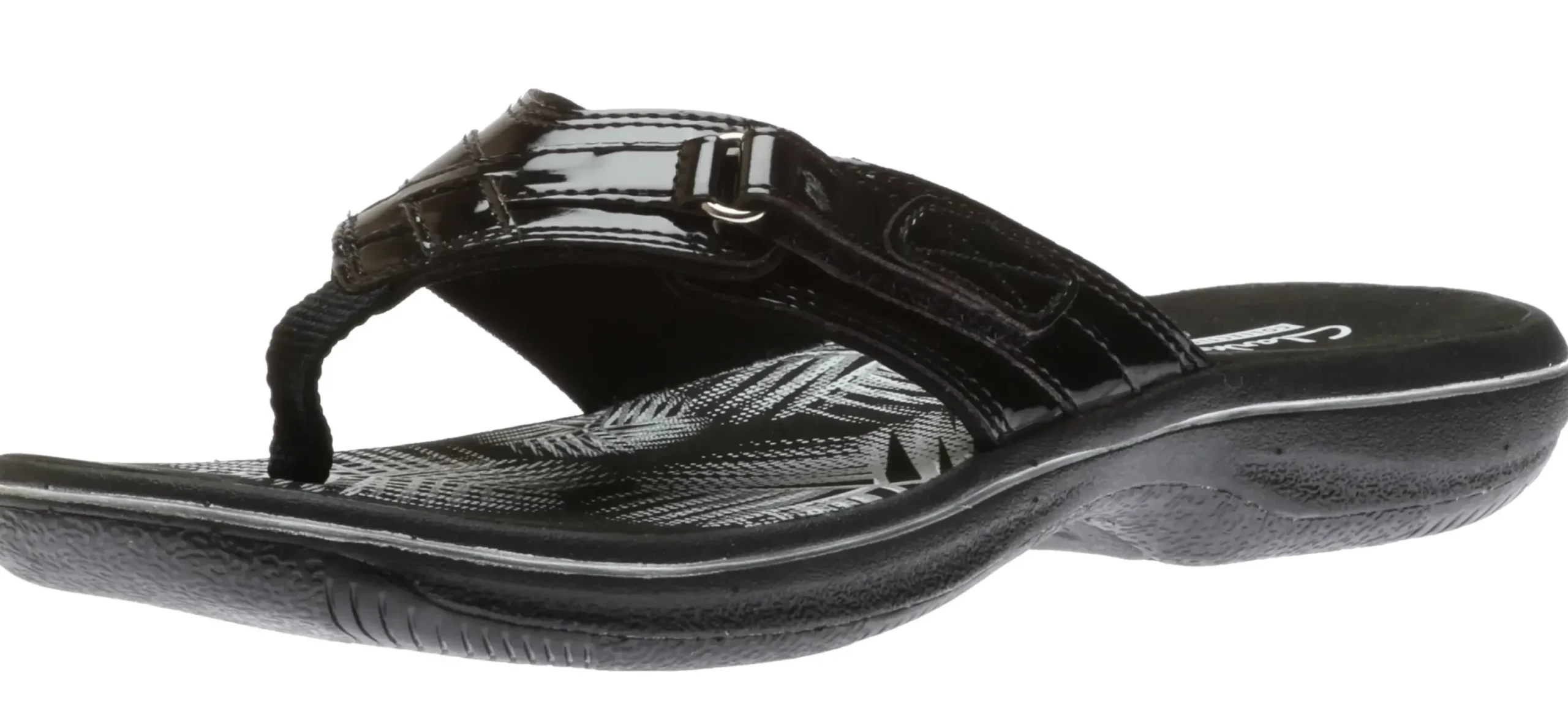 Online Clarks Breeze Sea Black Patent Thong Sandal