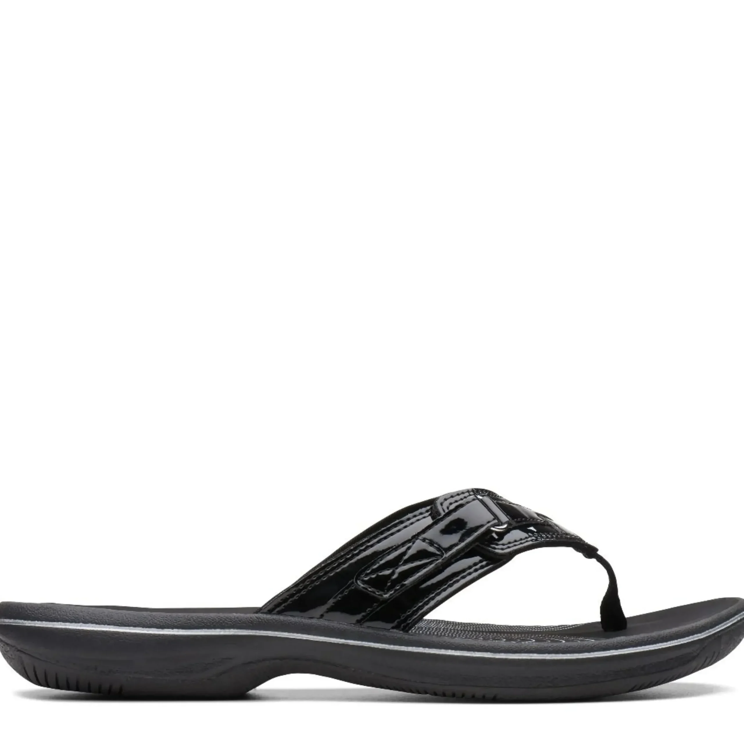 Online Clarks Breeze Sea Black Patent Thong Sandal