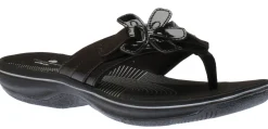 Hot Clarks Brinkley Flora Black Patent Thong Sandal
