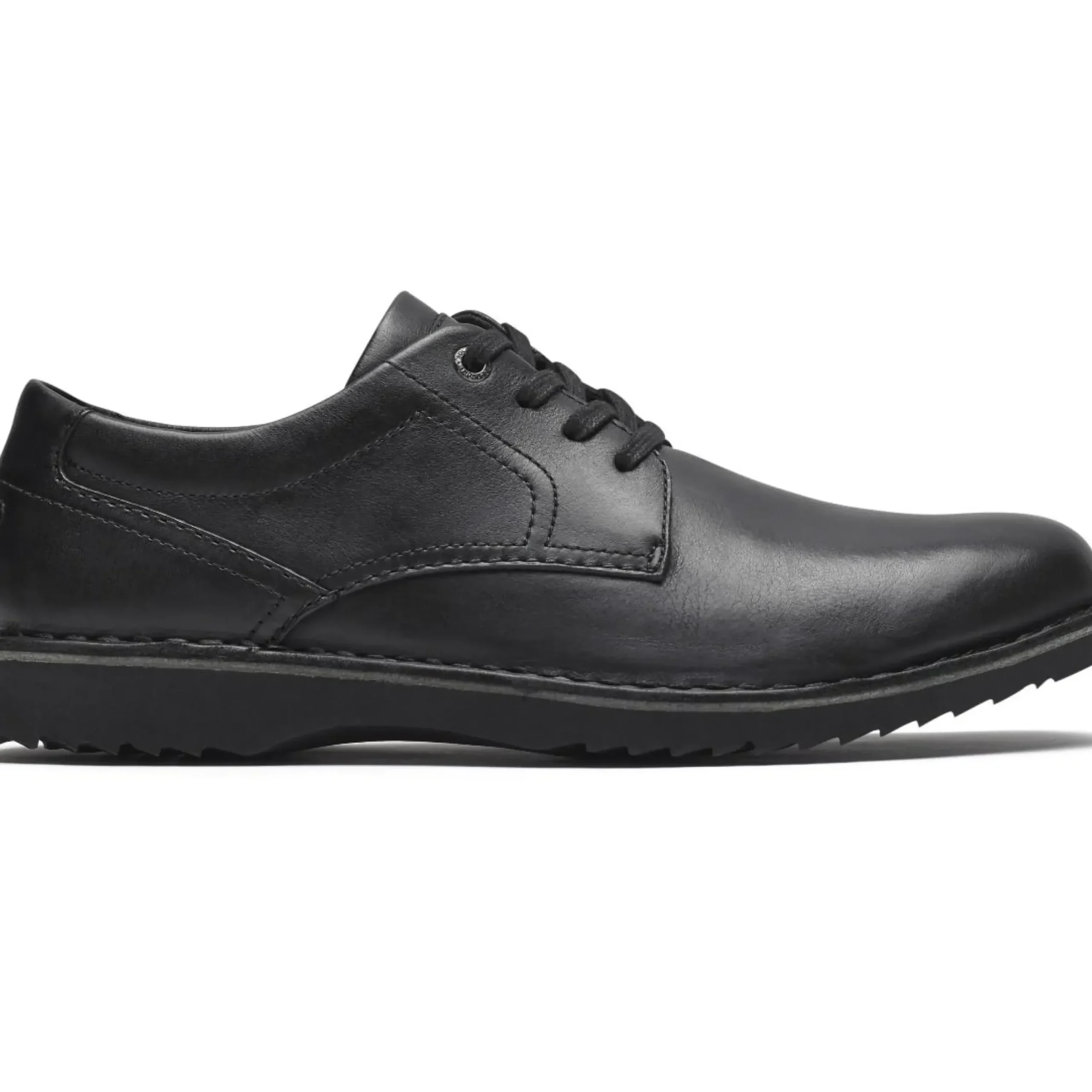 Best Rockport Cabot Black Nubuck Leather Plain Toe Lace-Up Derby Shoe