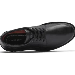 Best Rockport Cabot Black Nubuck Leather Plain Toe Lace-Up Derby Shoe