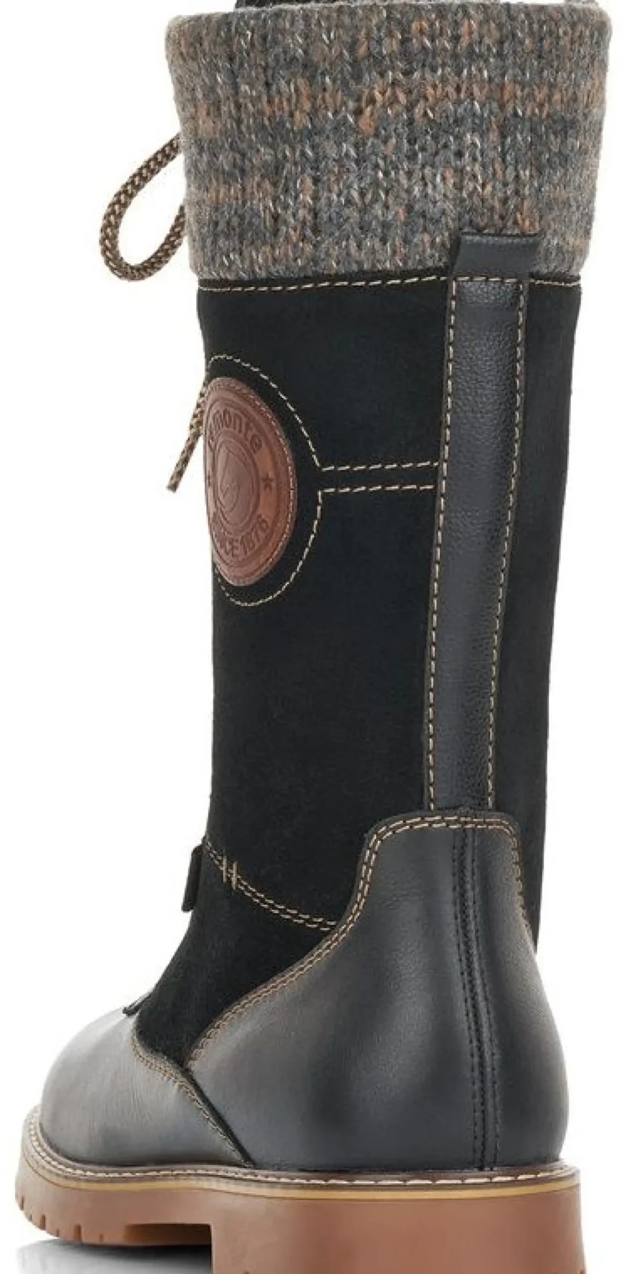Hot Remonte Castor Black Leather Knit Boot