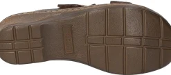 Hot Josef Seibel Catalonia 76 Brandy Brown Leather Big Buckle Slide Wedge Sandal