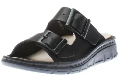 Hot Finn Comfort Cayman Black Leather Adjustable Slide Sandal
