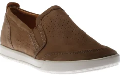 New Ecco Collin 2.0 Birch Brown Nubuck Leather Slip-On Sneaker