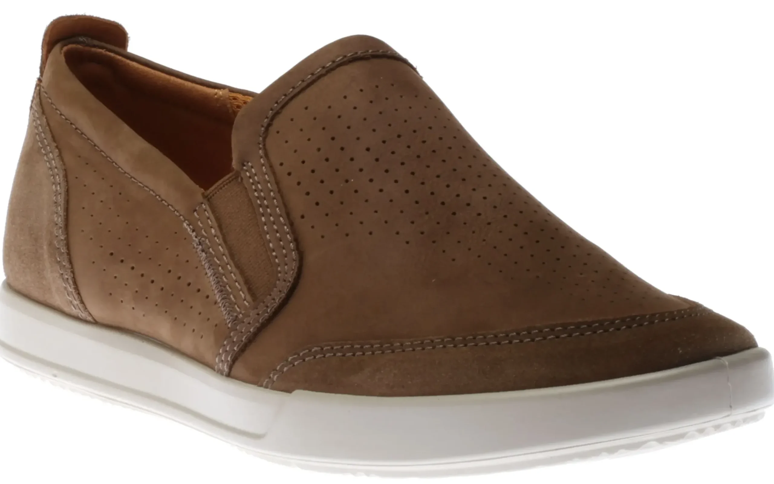 New Ecco Collin 2.0 Birch Brown Nubuck Leather Slip-On Sneaker