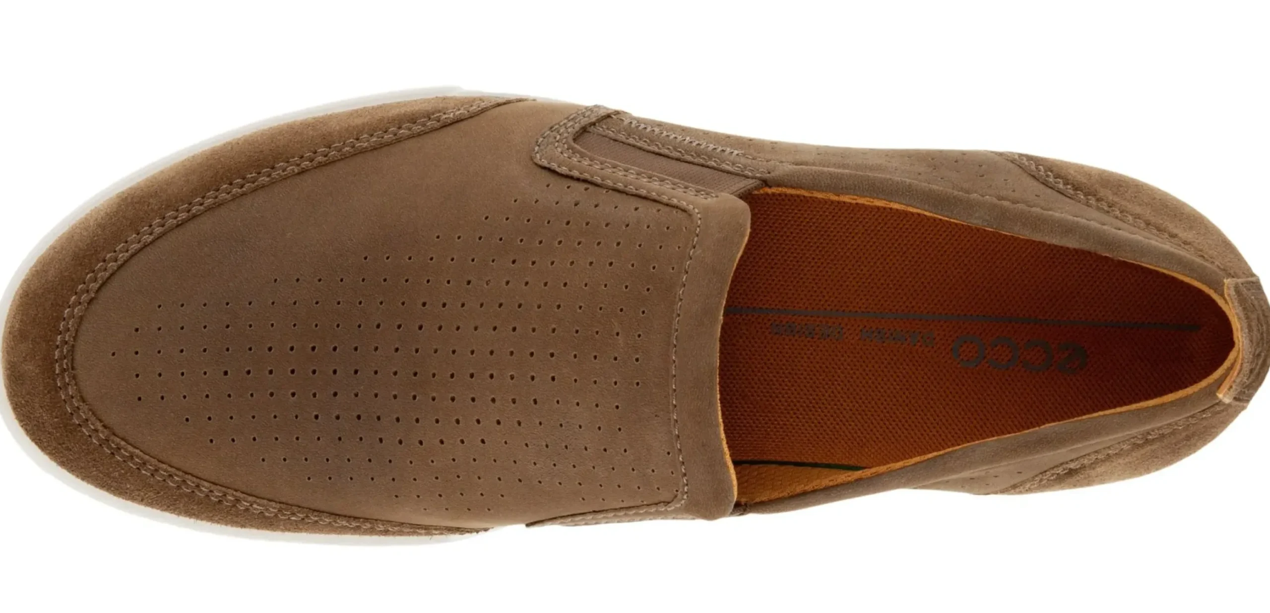 New Ecco Collin 2.0 Birch Brown Nubuck Leather Slip-On Sneaker