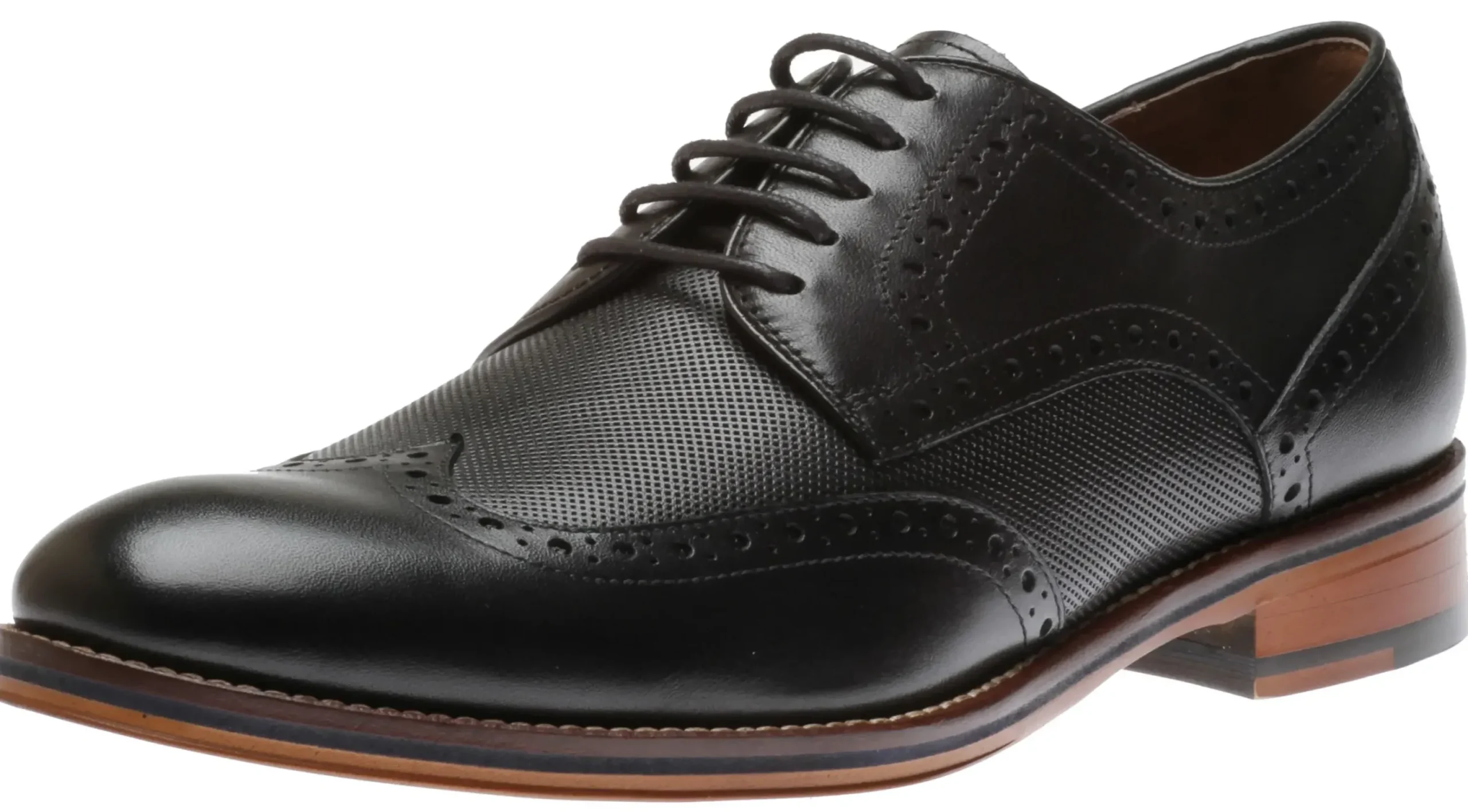 Clearance Johnston & Murphy Conard Black Leather Embossed Wingtip Derby Shoe