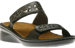 Hot Naot Cornet Black Leather Slide Sandal