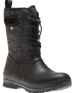 Outlet Bogs Crandall Lace Knit Black Women's Winter Boot
