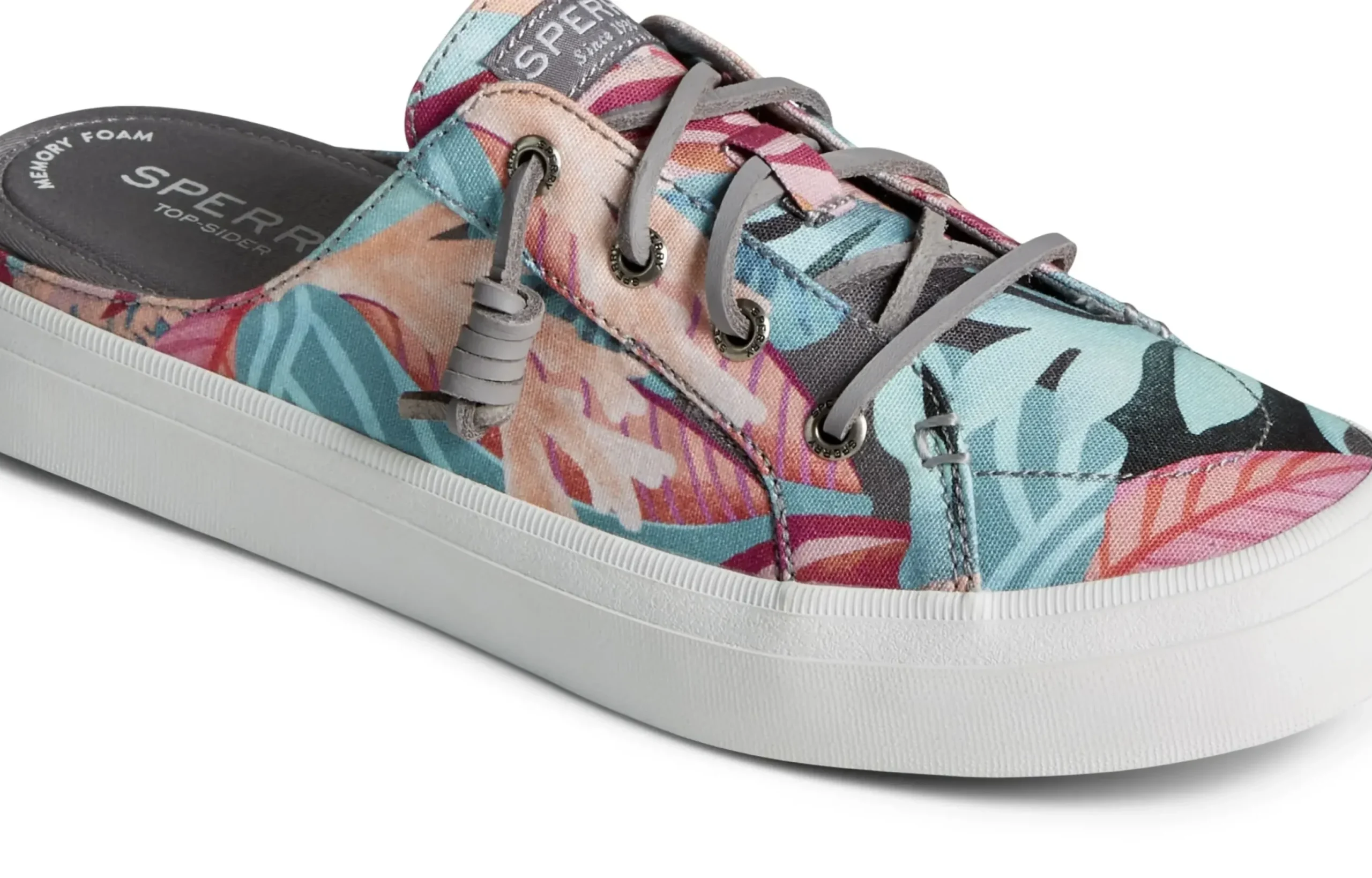 Clearance Sperry Crest Vibe Coral Floral Pink Mule Sneaker