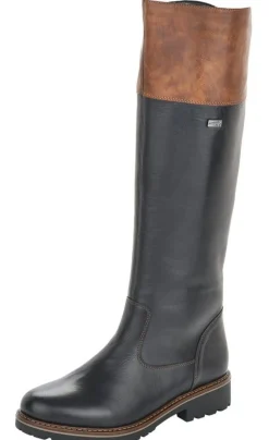 Outlet Remonte Cristallino Black Brown Leather Tall Boot