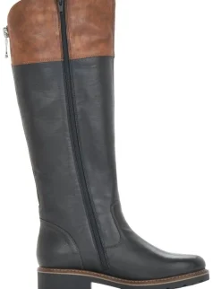 Outlet Remonte Cristallino Black Brown Leather Tall Boot
