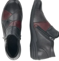 Online Remonte Cristallino Black Wine Leather Ankle Boot