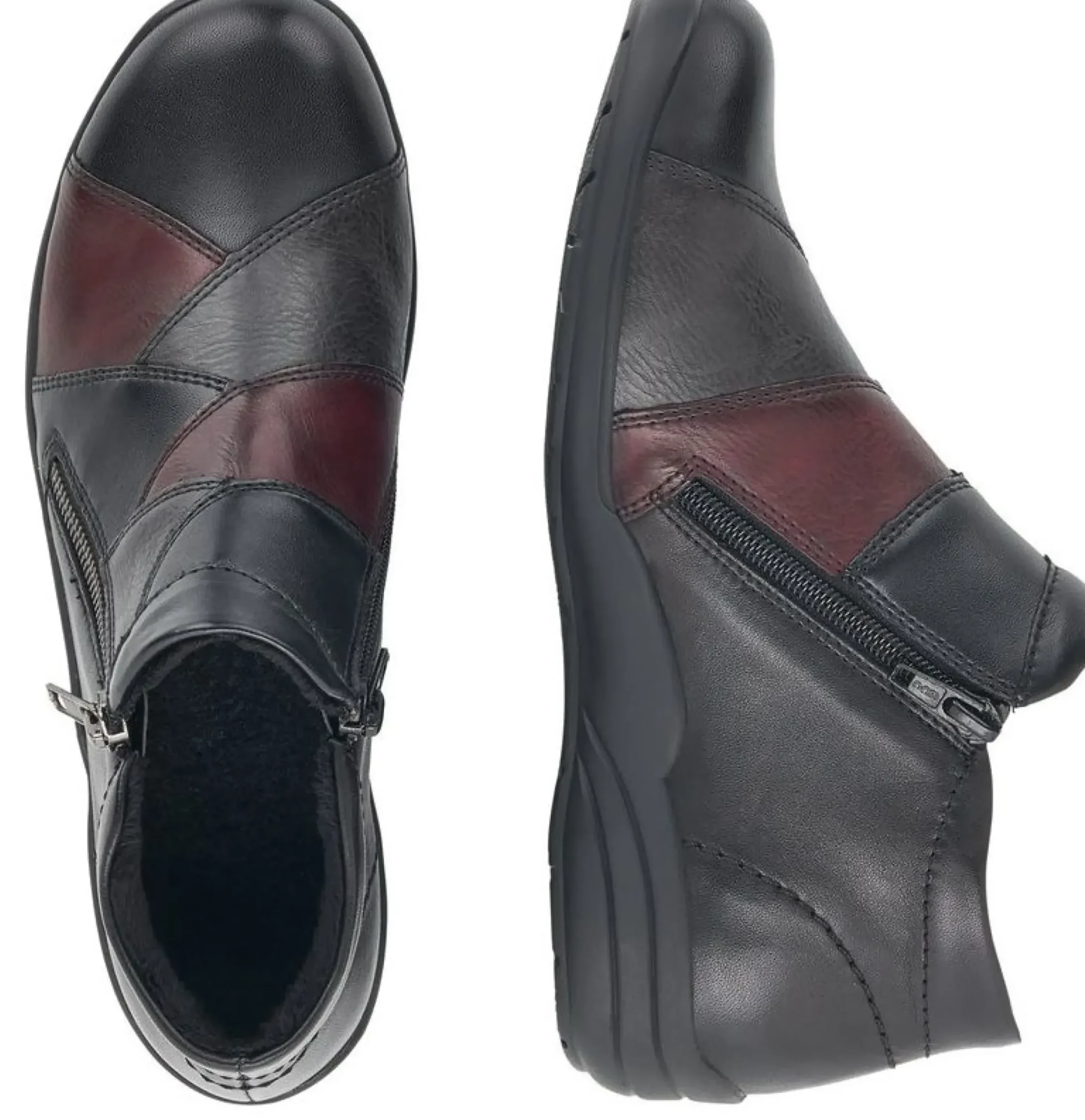 Online Remonte Cristallino Black Wine Leather Ankle Boot